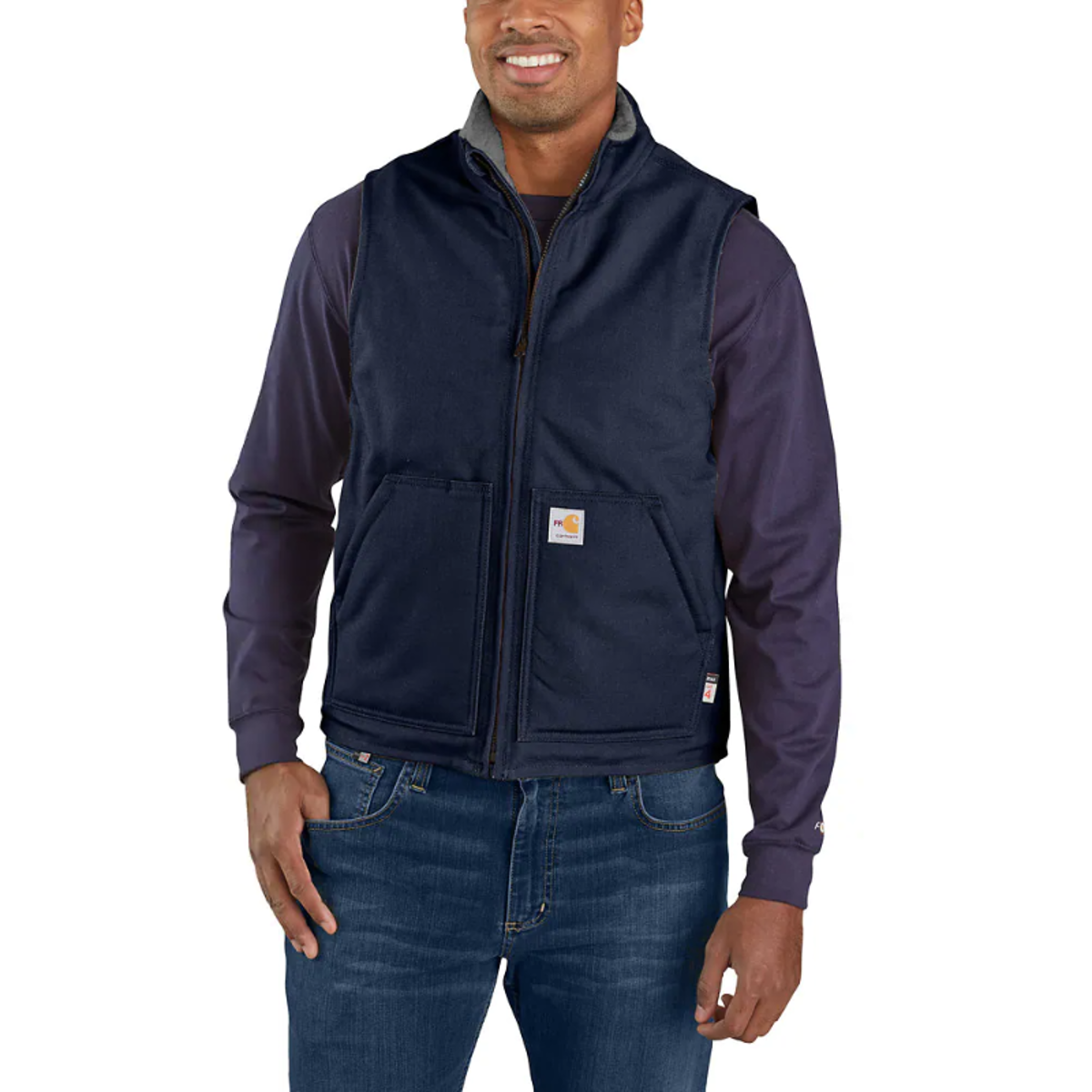 FR Duck Sherpa-Lined Vest in Navy